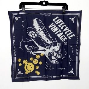Designer Streetwear Bandana / Scarf Smiley Faces 😀/Airplane ✈️ NWT UNI​​​​​